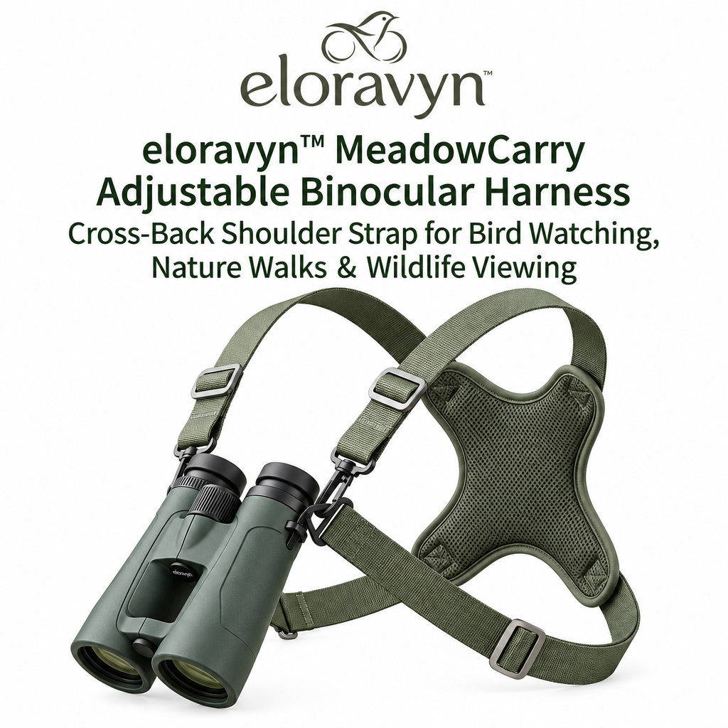 eloravyn™ MeadowCarry Adjustable Binocular Harness, Cross-Back Shoulder Strap for Bird Watching, Nature Walks & Wildlife Viewing