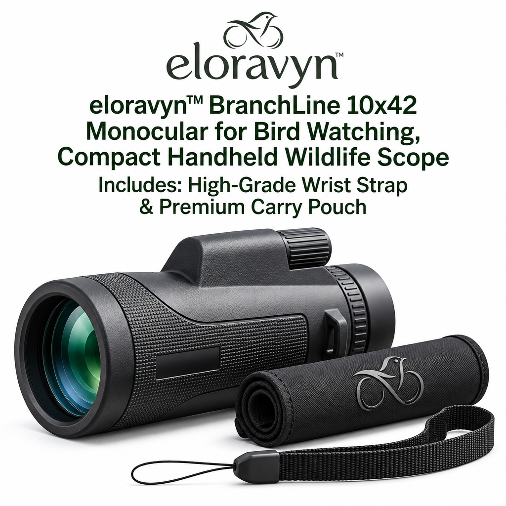 eloravyn™ BranchLine 10x42 Monocular for Bird Watching, Compact Handheld Wildlife Scope with Wrist Strap & Carry Pouch