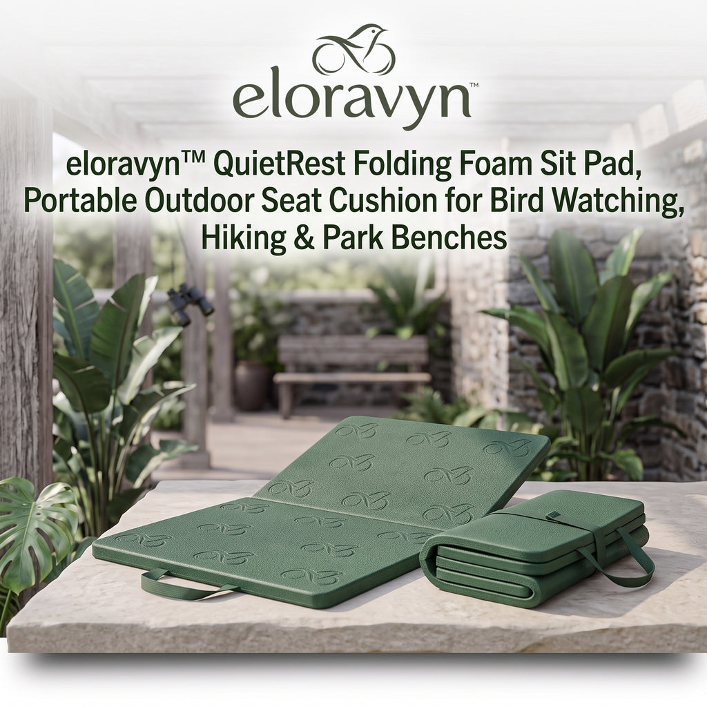 eloravyn™ QuietRest Folding Foam Sit Pad, Portable Outdoor Seat Cushion for Bird Watching, Hiking & Park Benches