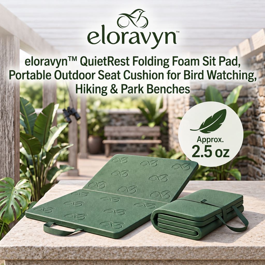 eloravyn™ QuietRest Folding Foam Sit Pad, Portable Outdoor Seat Cushion for Bird Watching, Hiking & Park Benches