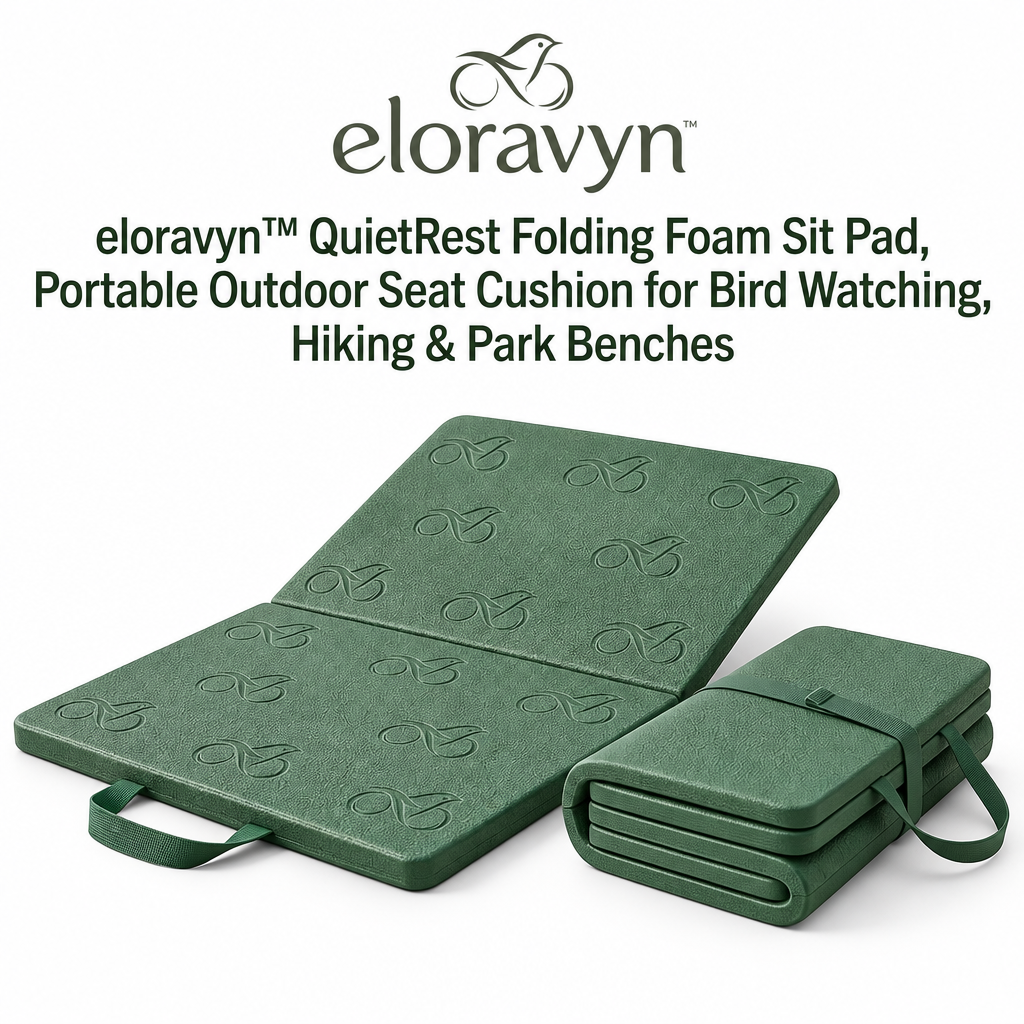 eloravyn™ QuietRest Folding Foam Sit Pad, Portable Outdoor Seat Cushion for Bird Watching, Hiking & Park Benches