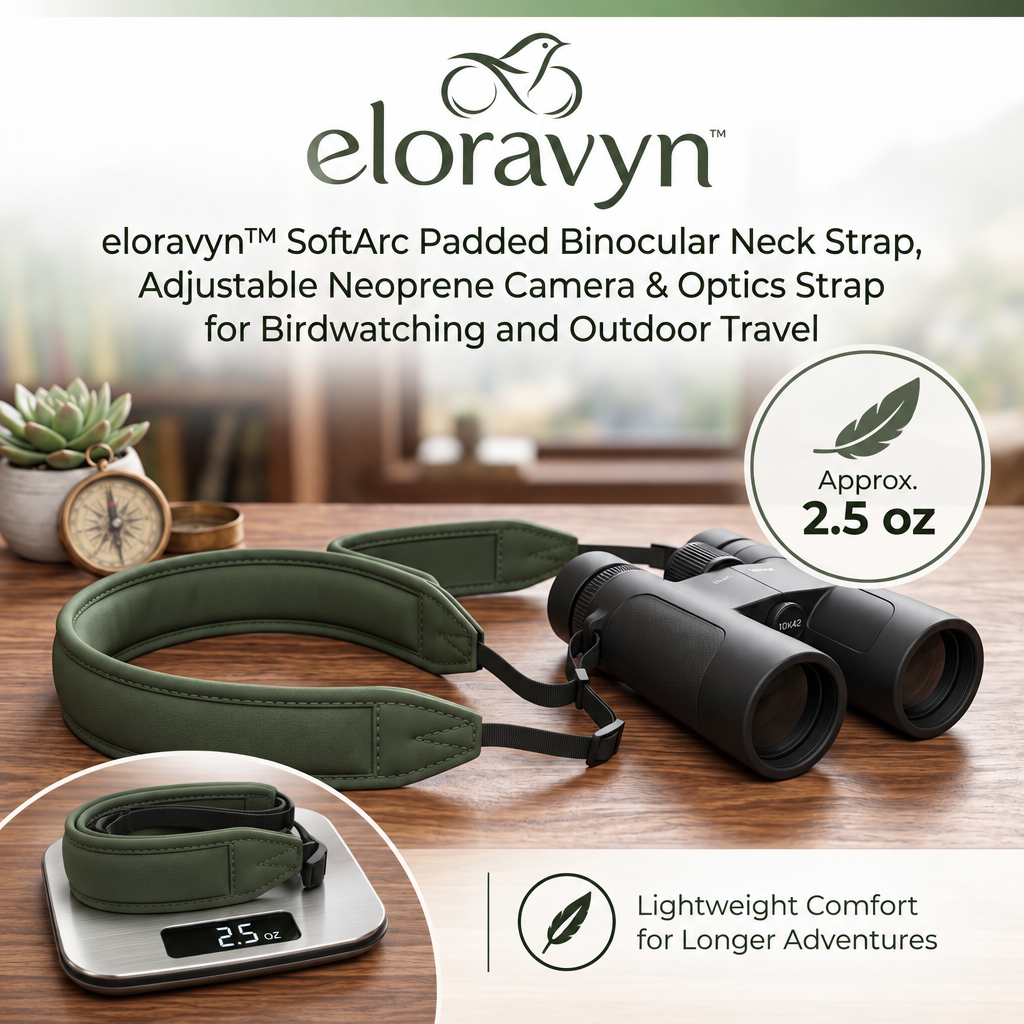 eloravyn™ SoftArc Padded Binocular Neck Strap, Adjustable Neoprene Camera & Optics Strap for Birdwatching and Outdoor Travel